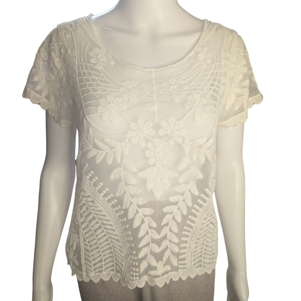 Express Women's Floral Lace Top Sz XS Cottagecore Ethereal Romantic Coquettish
